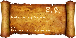 Rakovszky Vince névjegykártya